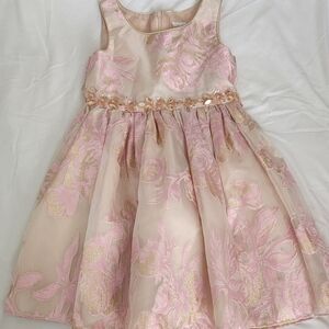 Sweet Heart Rose Pink and Gold Floral Dress